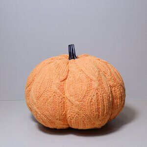 5.75" Cable Knit Pumpkin Orange Halloween Thanksgiving Fall Farmhouse